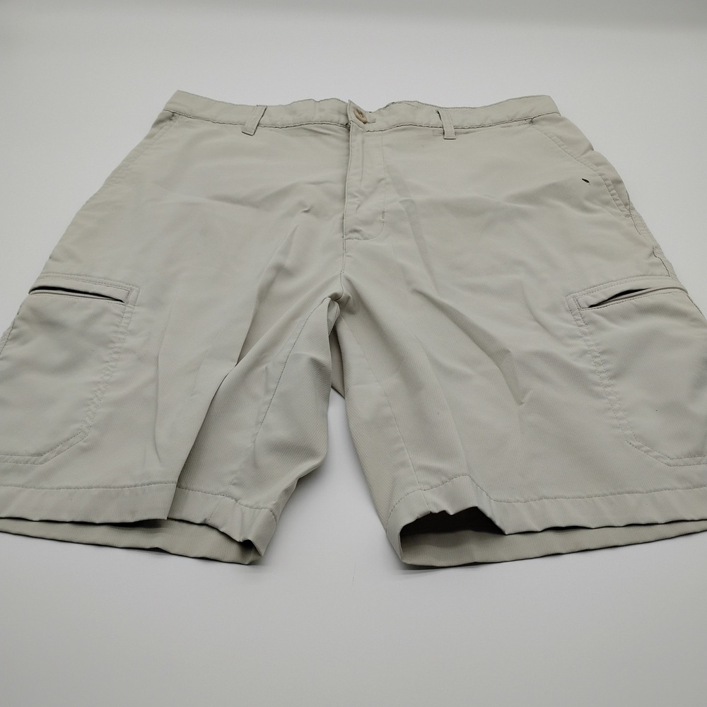 Chaps Golf Mens Cargo Shorts Size 33 Khaki Tan Performance Stretch Flat Front
